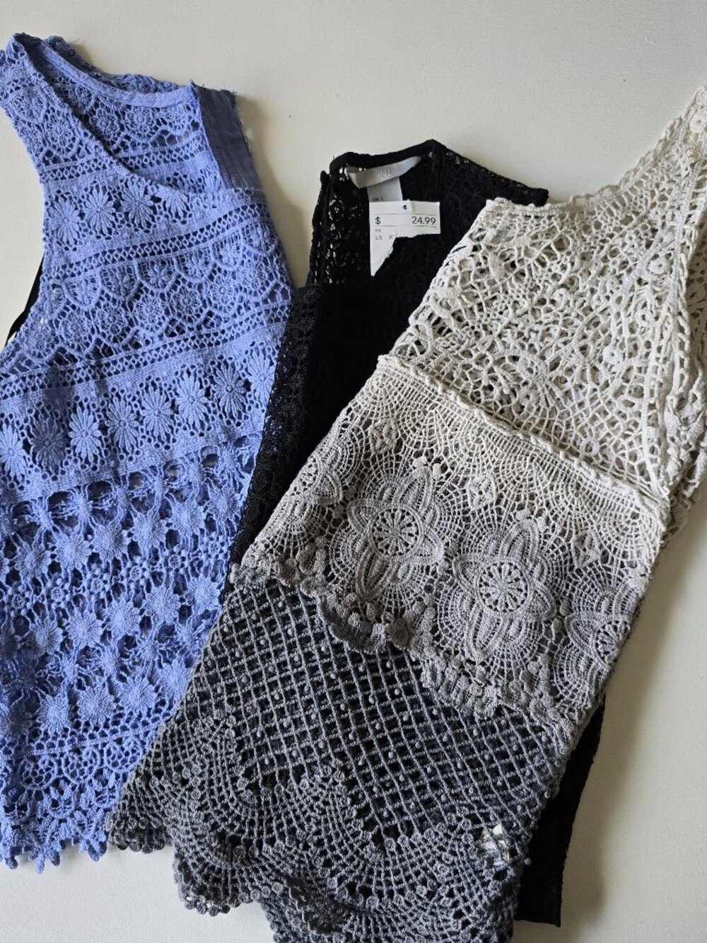 Bundle of 3, Crochet Boho Sleeveless Summer Tops